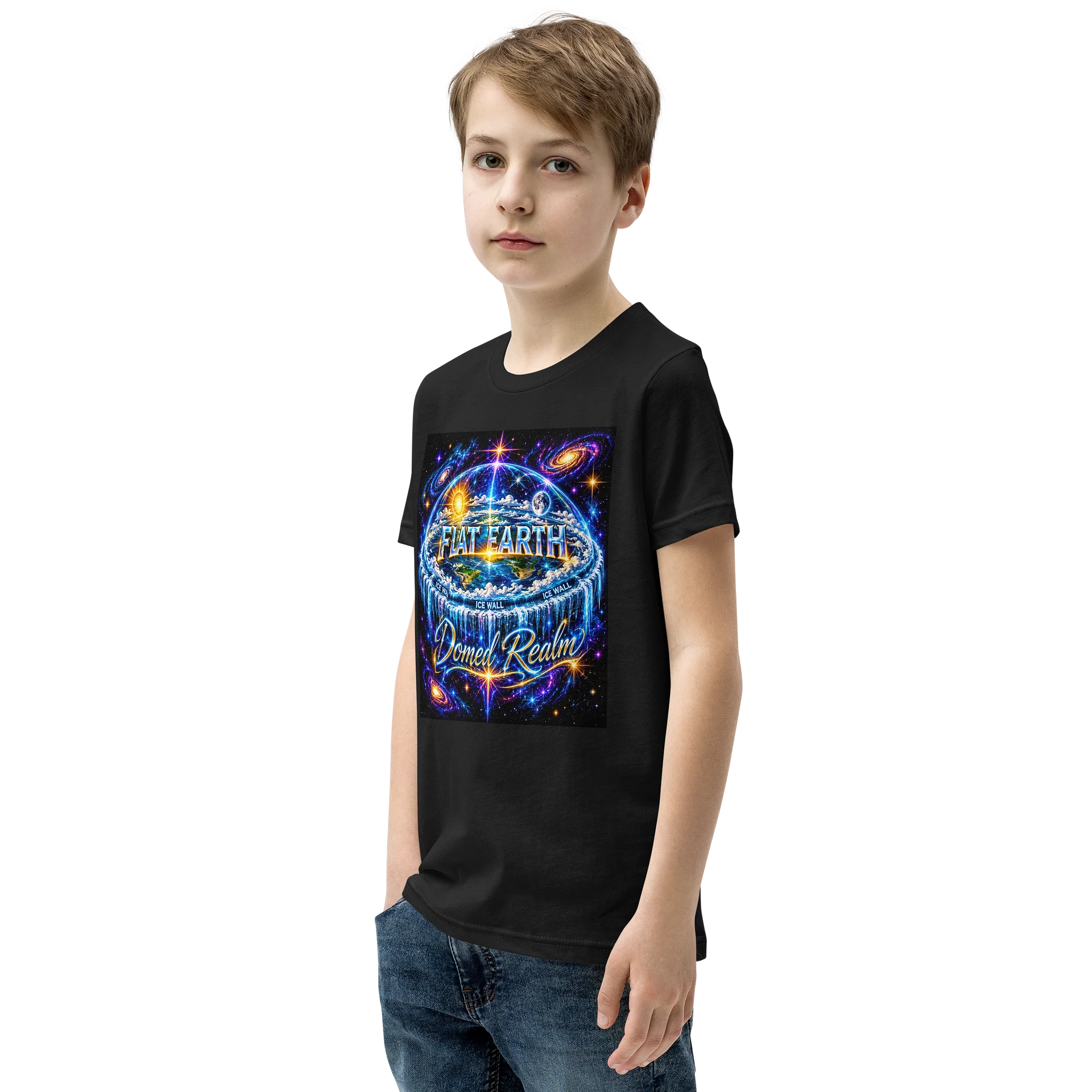Cosmic Flat Earth Youth T-Shirt product image (3)