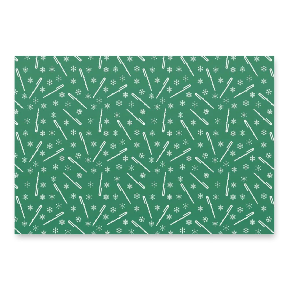 Flutes and Snowflakes - Bass Flute - Green Gift Wrap Paper Sheets product image (4)
