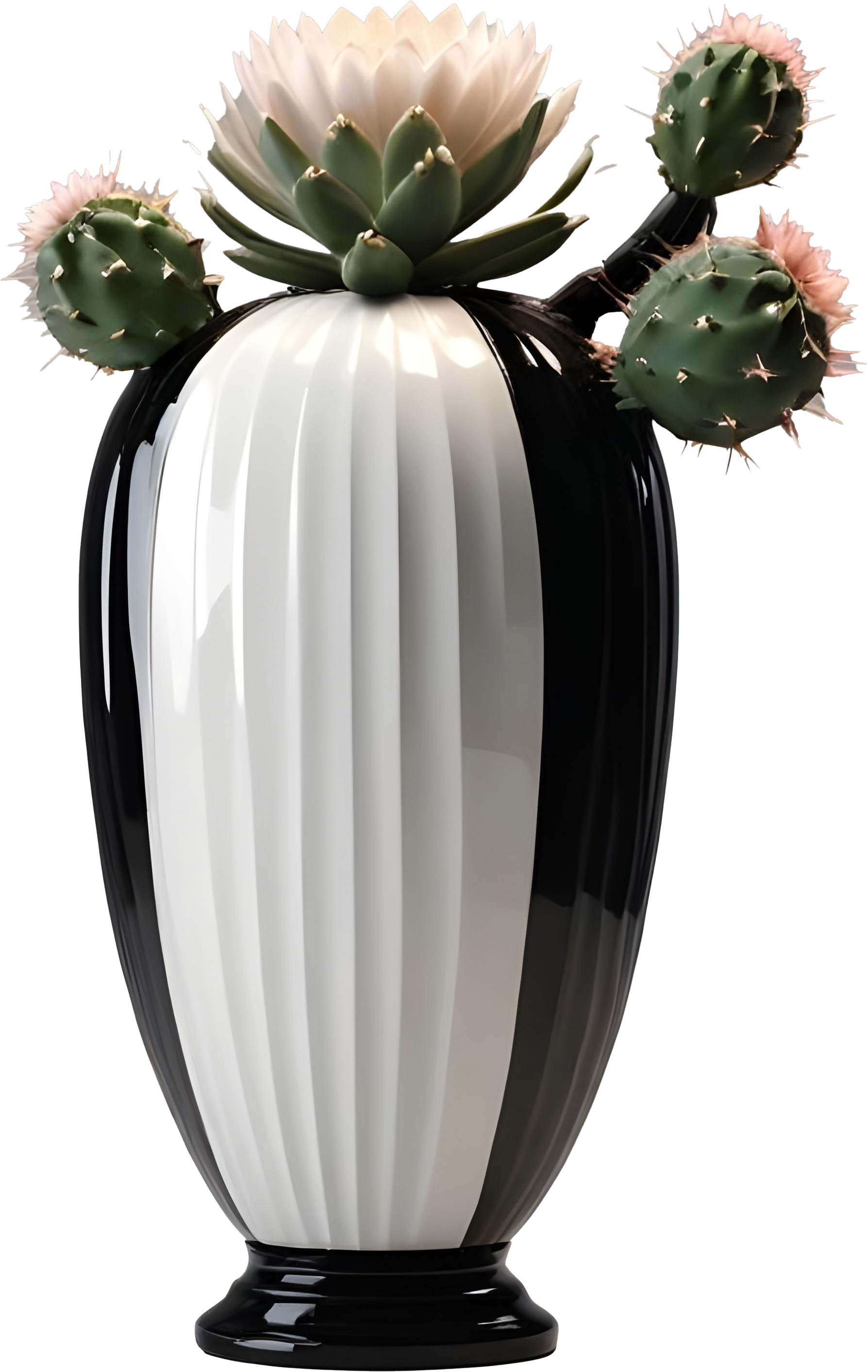 Monochrome Elegance Vase – Black & White Signature, PNG product image (1)