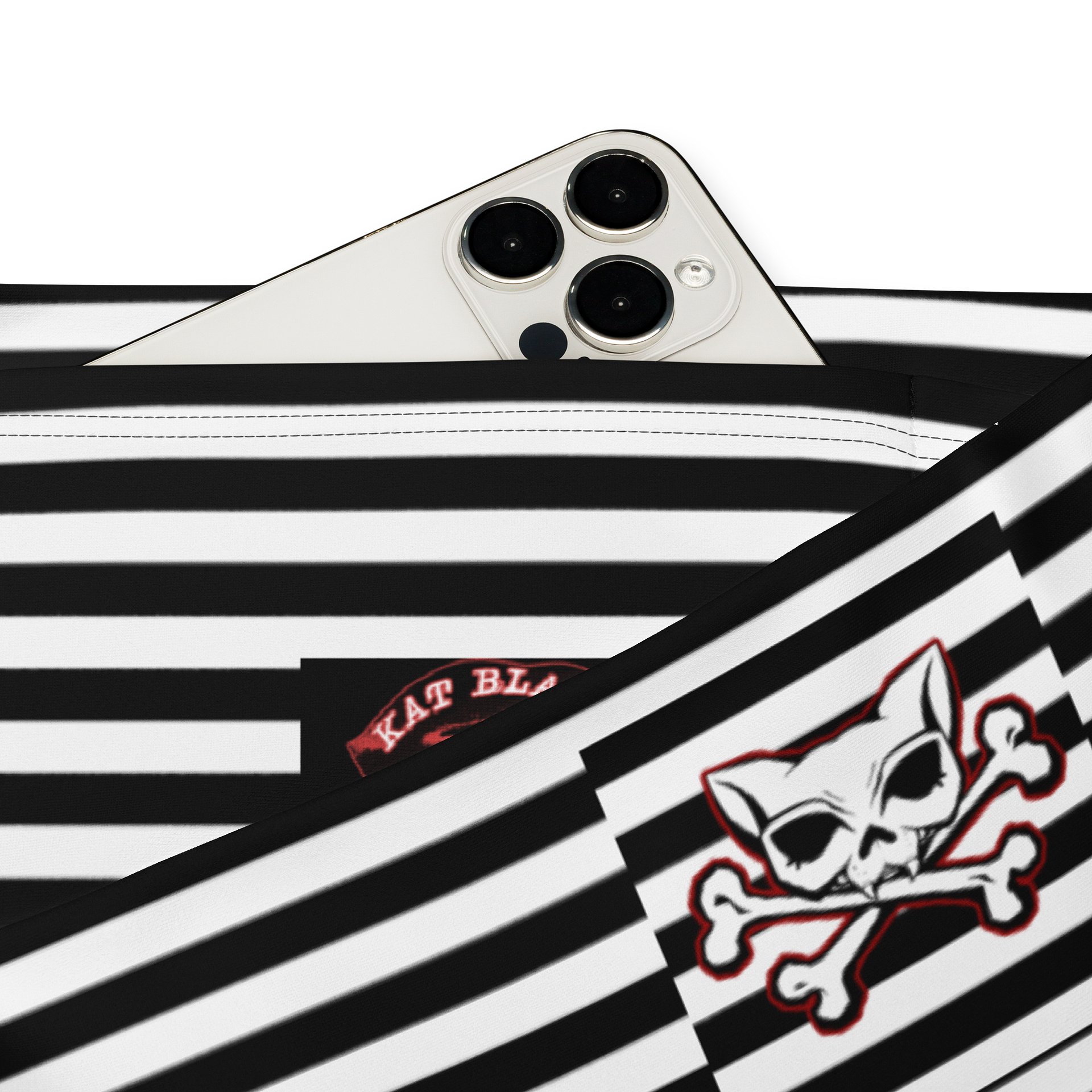 White and Blaque Stripped Kat Skull Flares product image (3)