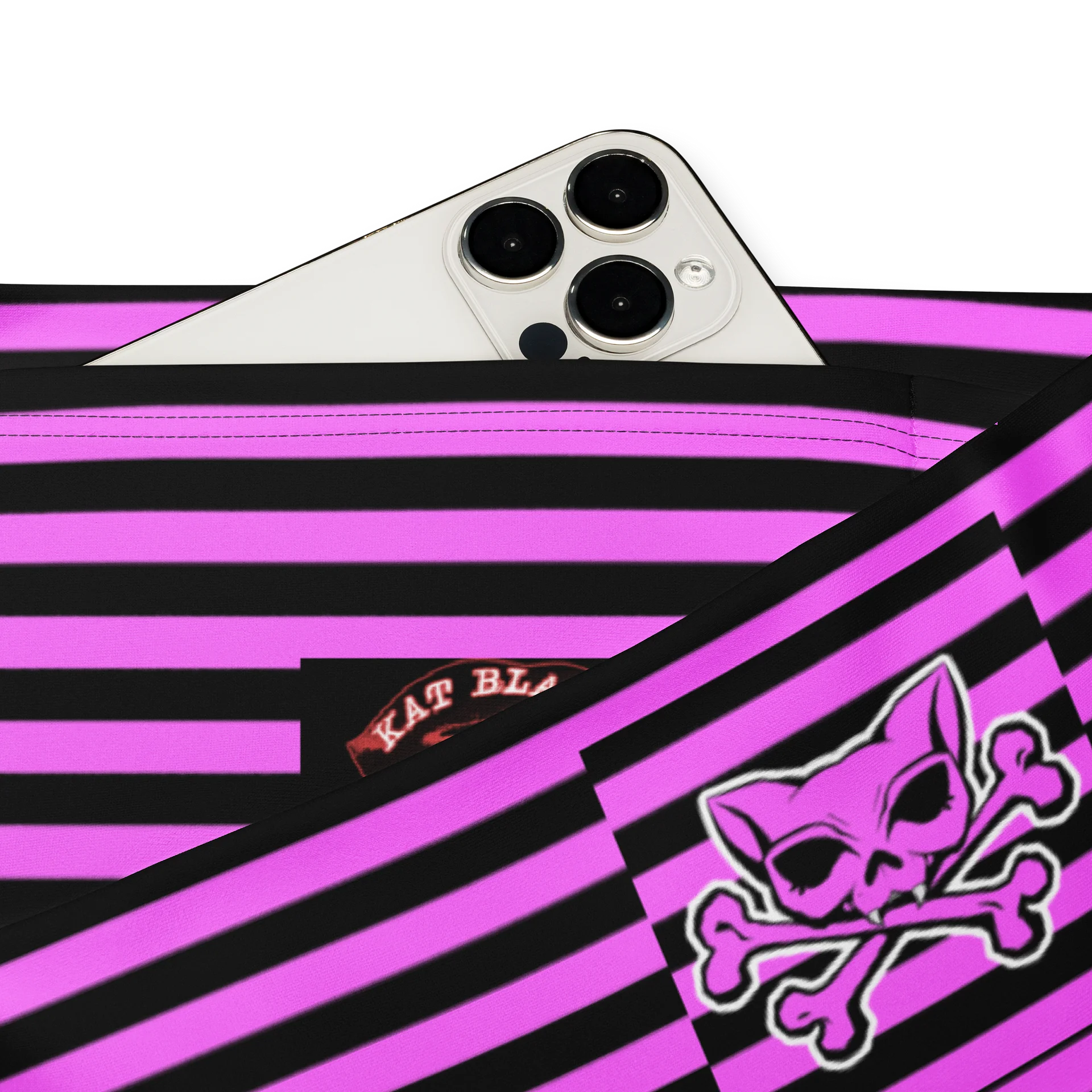 Pink and Blaque Stripped Kat Skull Flares product image (3)