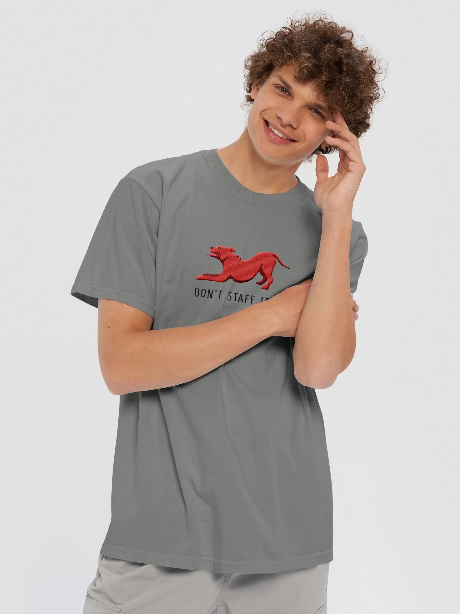 Don't Staff It Up T-Shirt(Embroidered) of a Staffordshire Terrier(Red) product image (9)