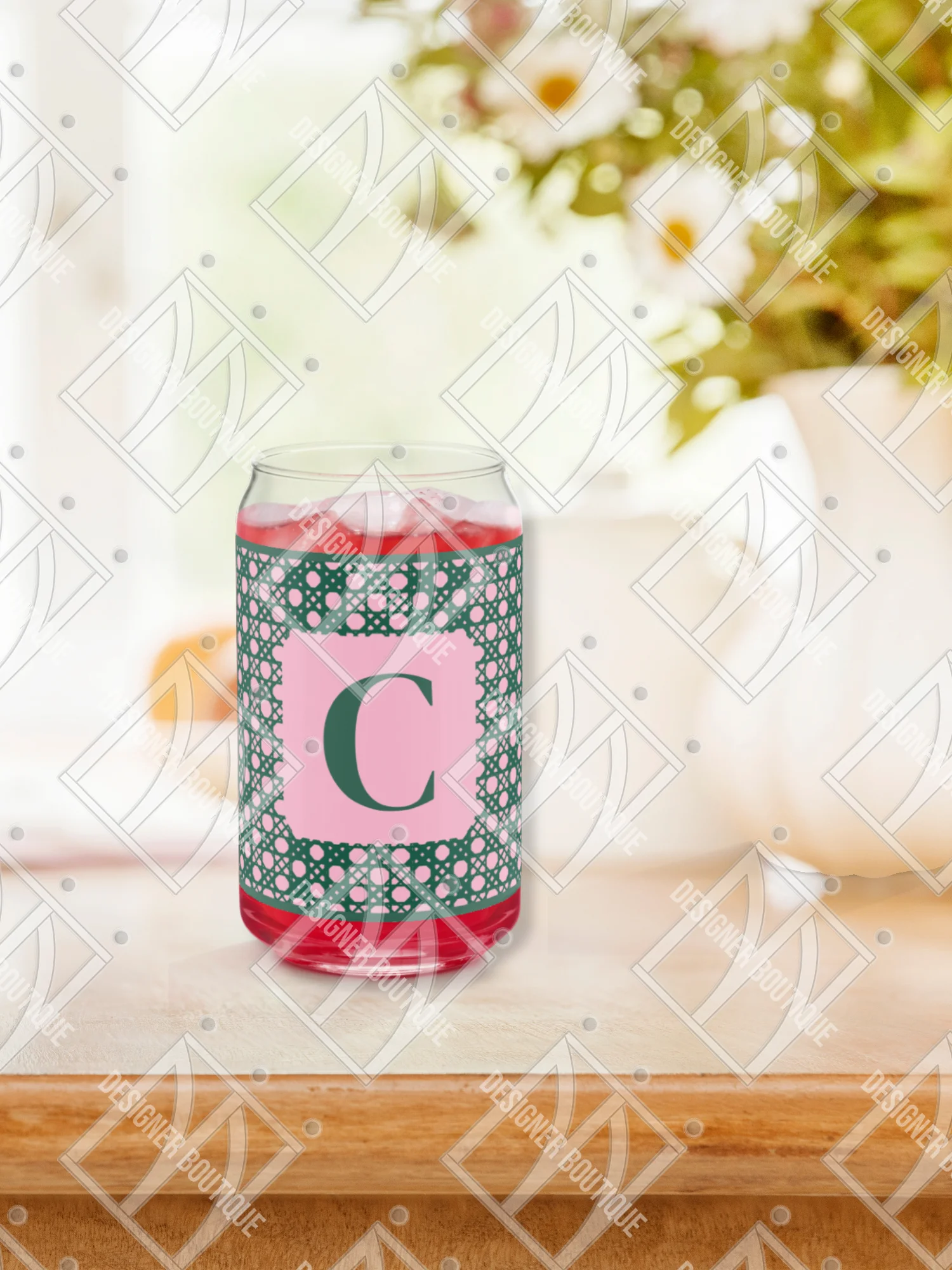 Verdant Garden Monogram C Can-Shaped Glass product image (4)
