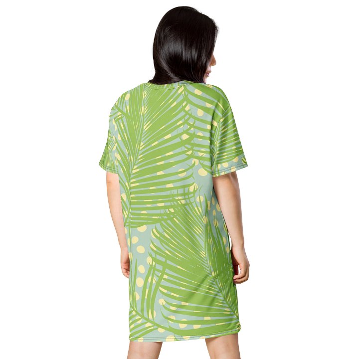 Oversized Lime Green Tropical Print T-Shirt Dress product image (2)
