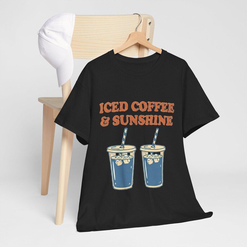Iced Coffee & Sunshine T-Shirt | Vintage Iced Coffee Illustration, Summer Vibes product image (113)