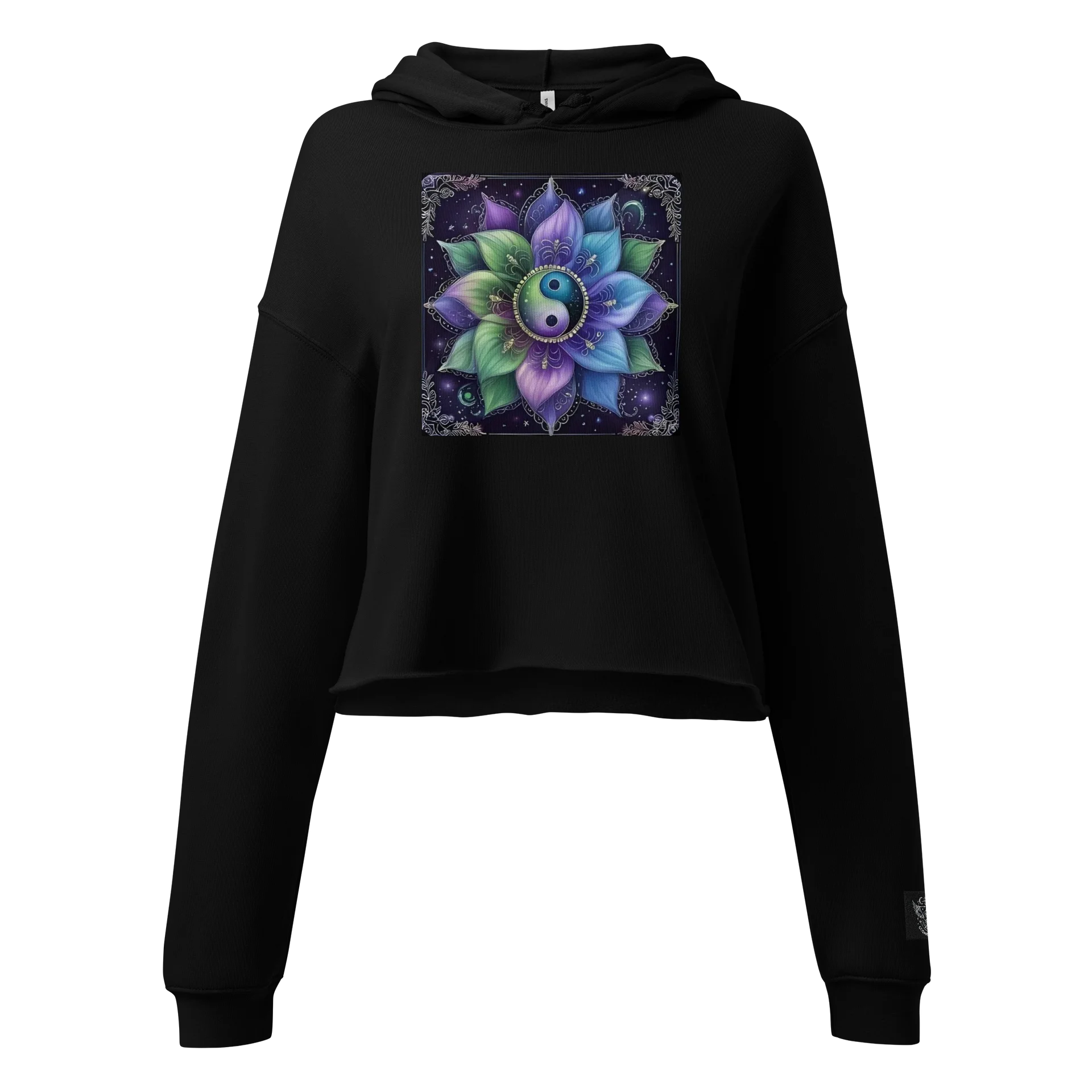 Yin-Yang Lotus Harmony Crop Hoodie product image (1)