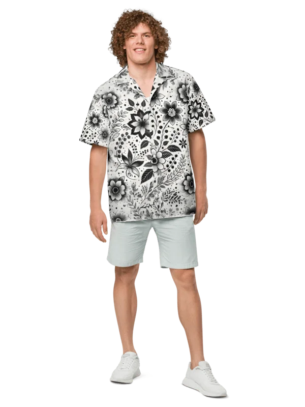 Monochrome Floral Hawaiian Shirt product image (1)