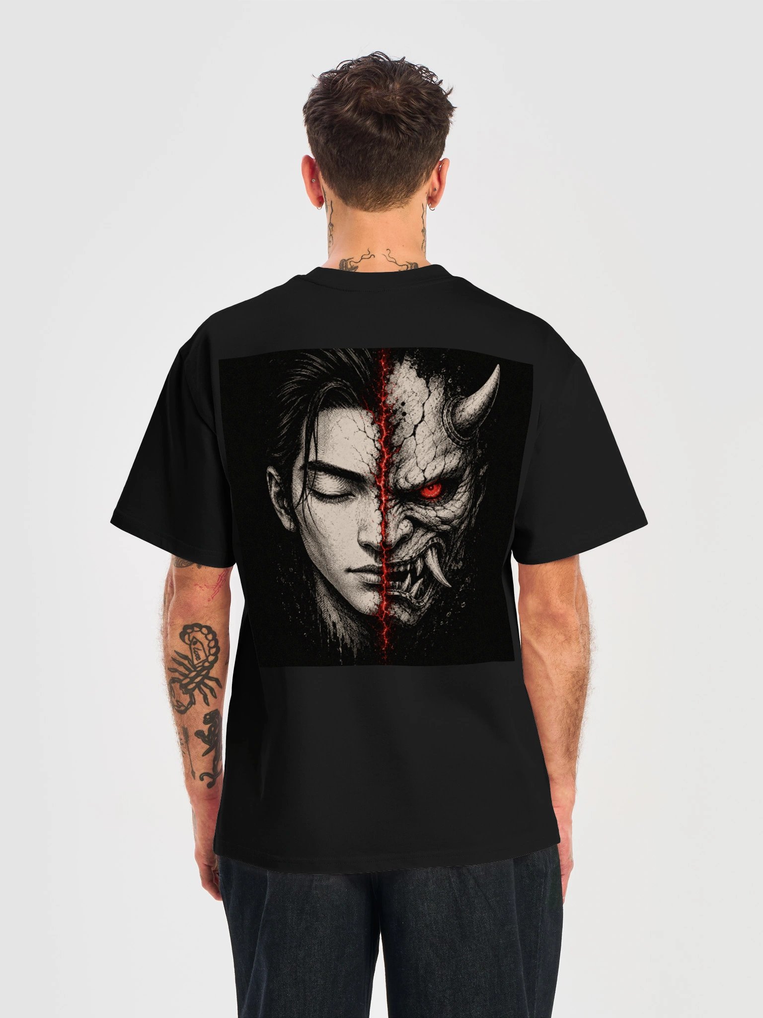 Inner Oni – Japanese Oni Mask Oversized Graphic T-Shirt | Dark Streetwear product image (2)