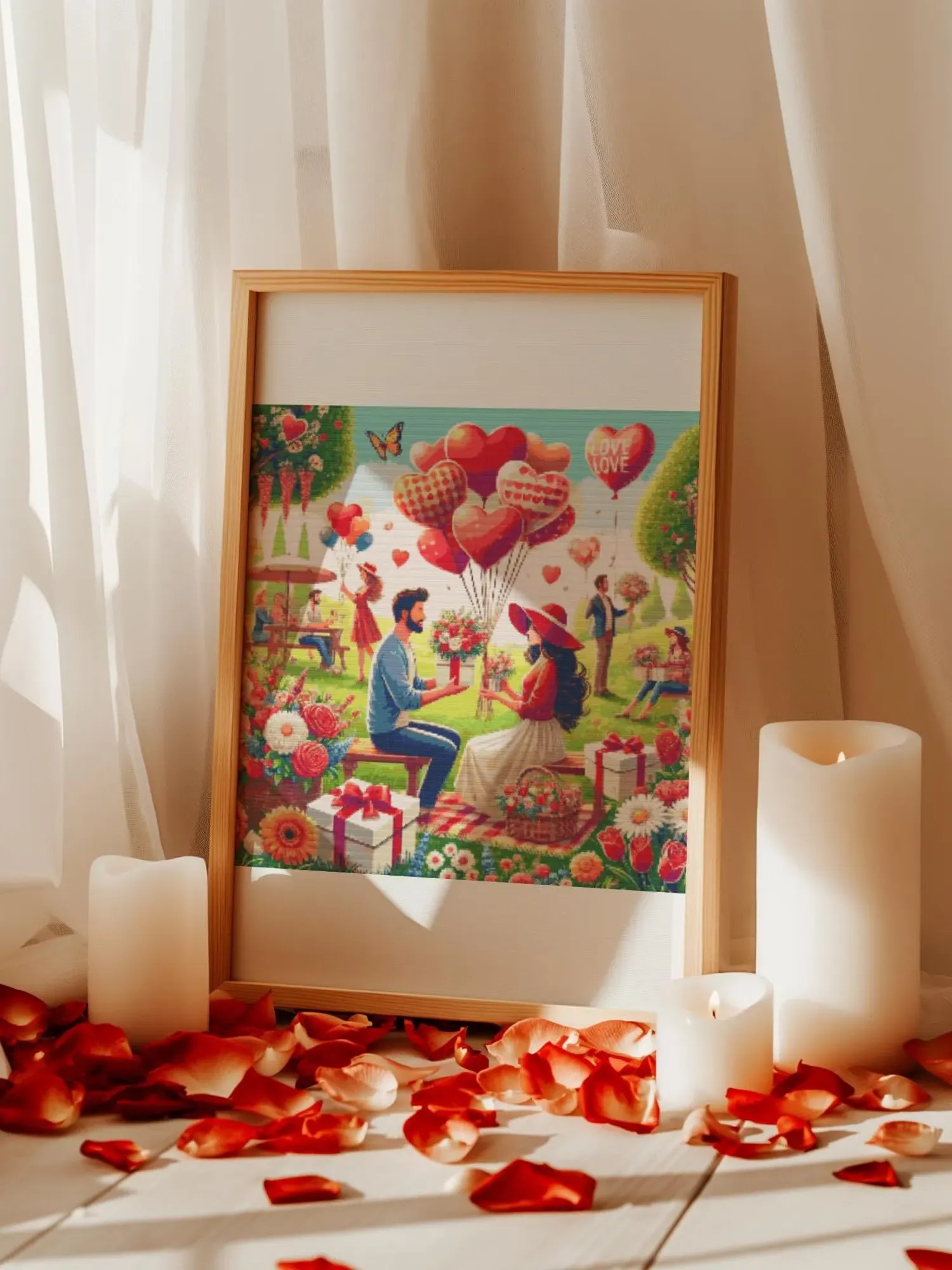 Valentines Day Park Cross Stitch Pattern product image (5)
