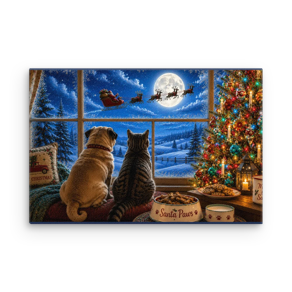 Keeping His Secret™ Christmas Canvas Print – Santa Paws Holiday Wall Art product image (1)
