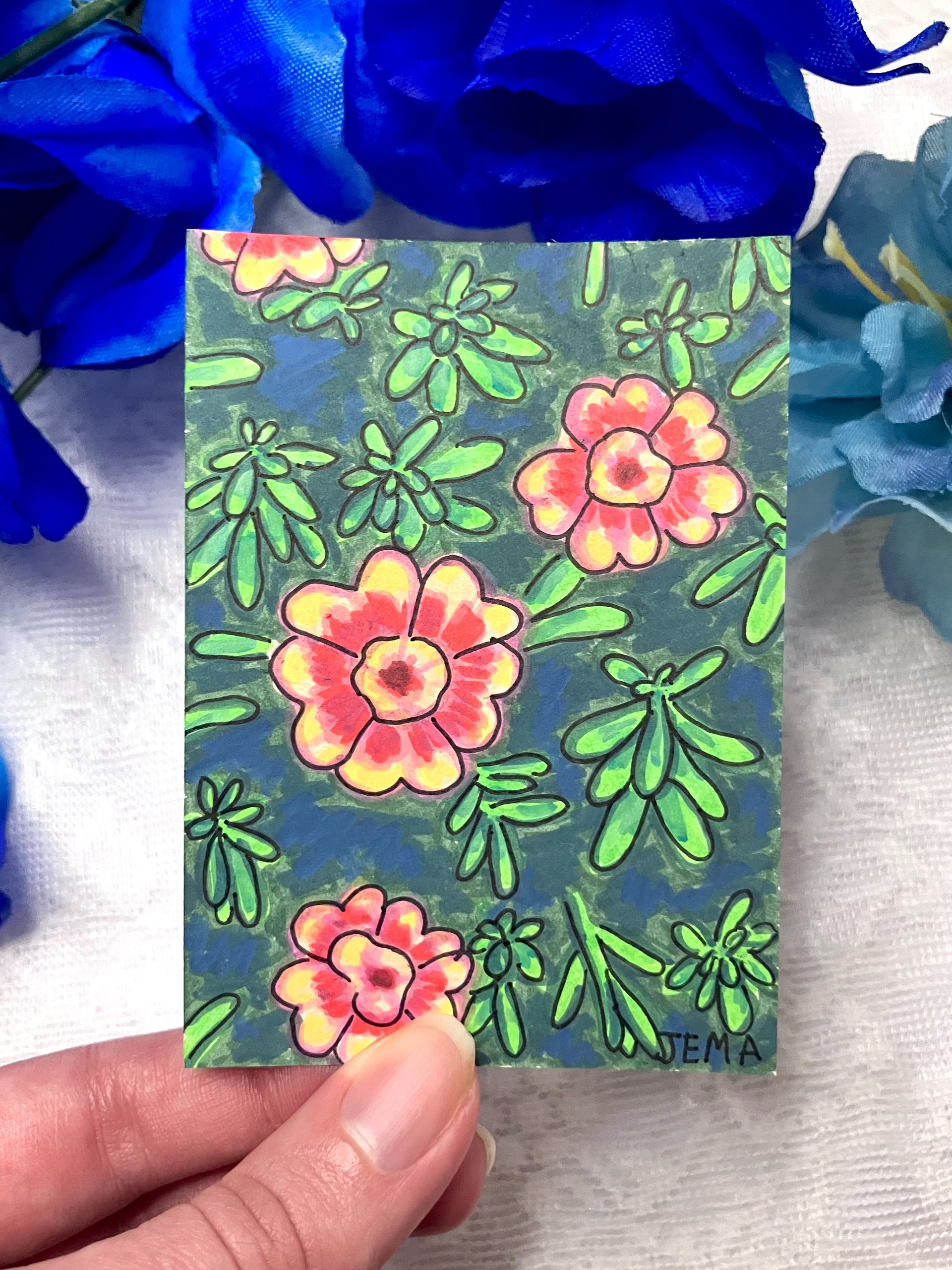 Bright Blooms ACEO Original Marker Art product image (1)
