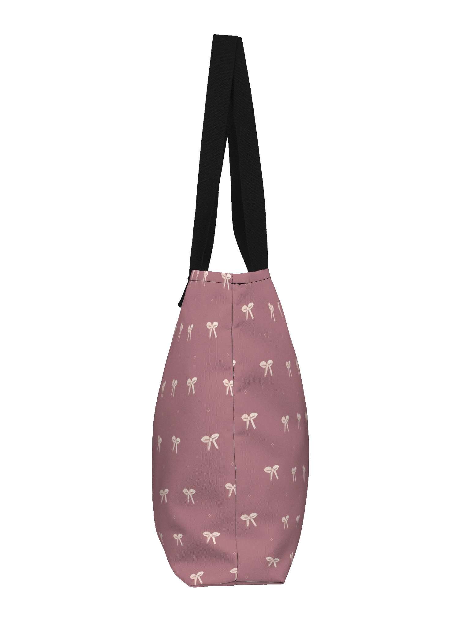 Blush & Bows Large Tote Bag – Dusty Pink Coquette Bow Print Shoulder Bag with Pocket product image (4)