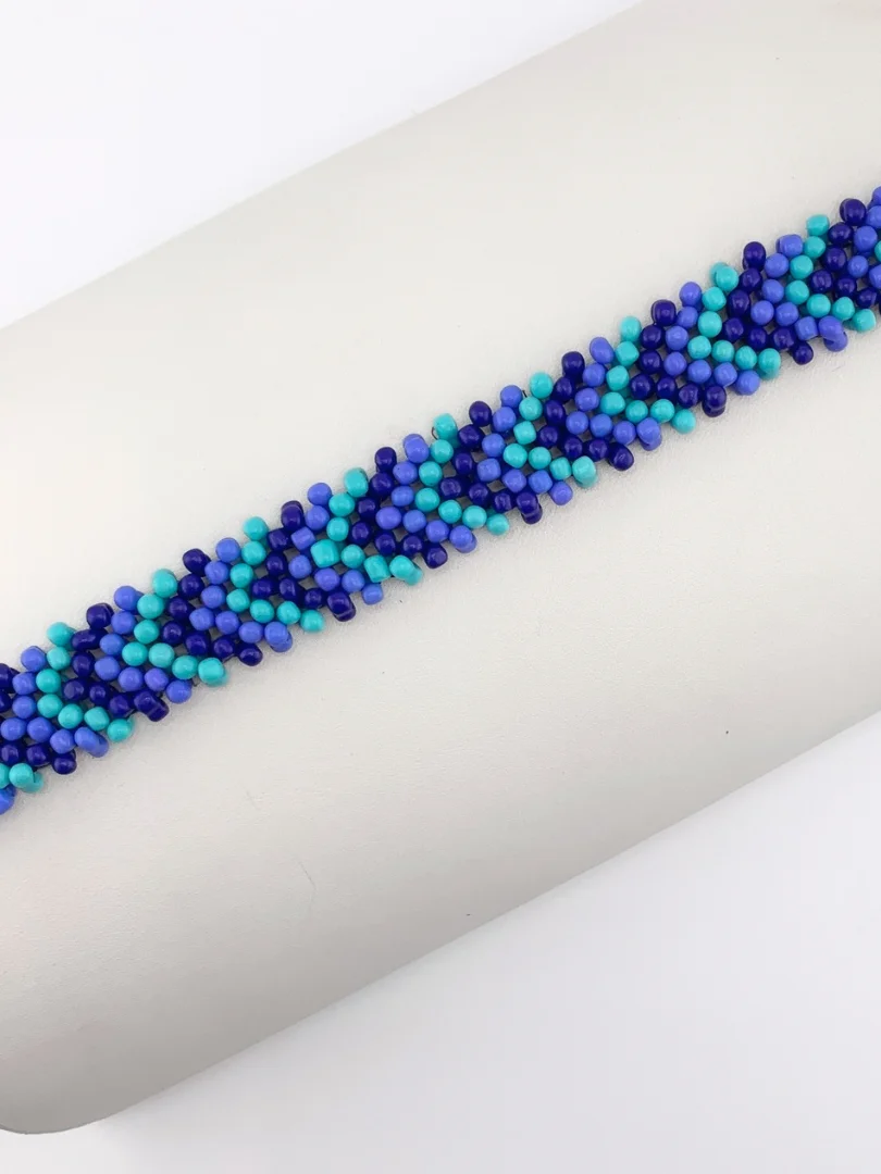 Chevron Peanut Bead Bracelet - Blue product image (3)