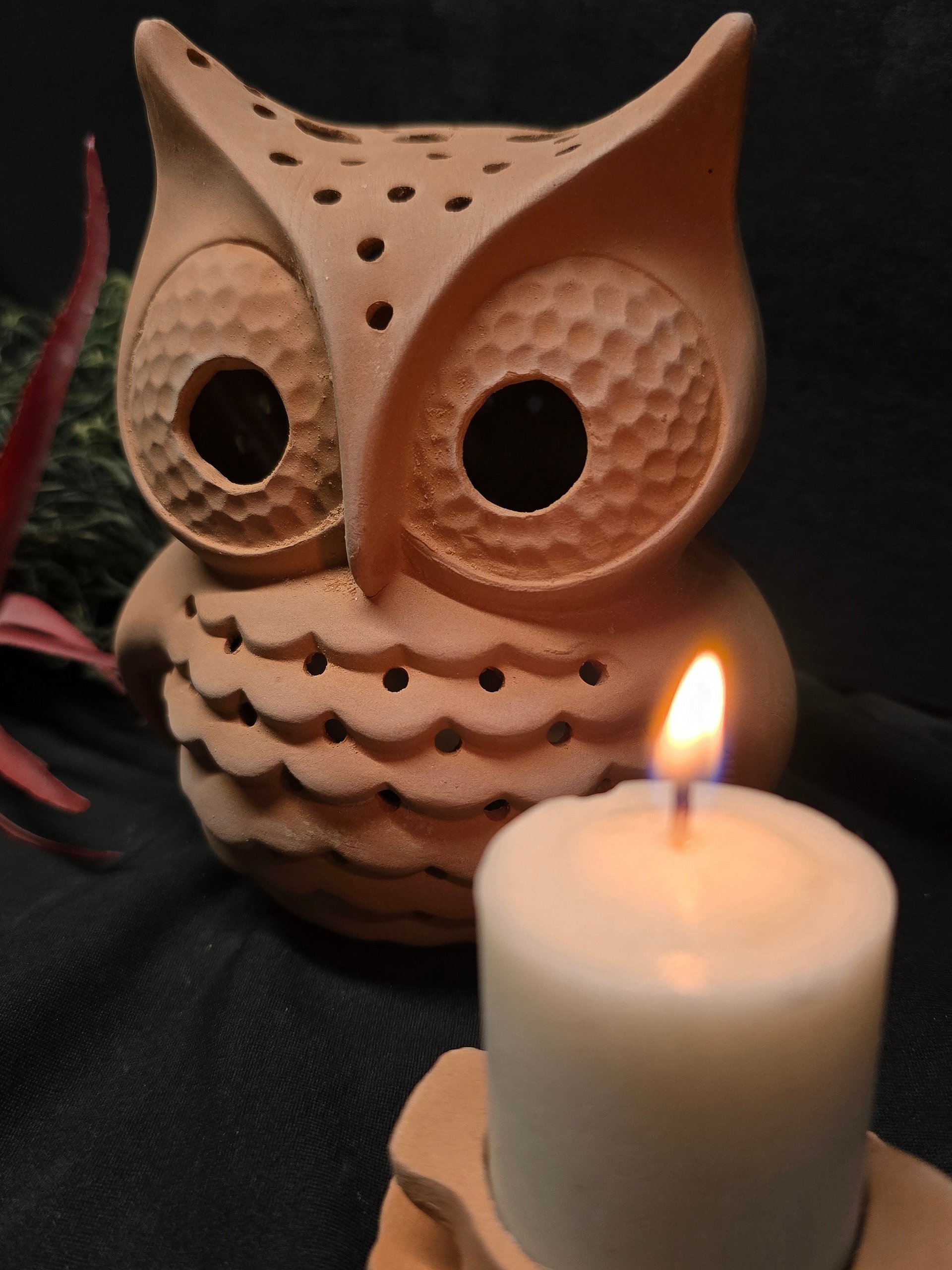 Terracotta Owl Candle holder, Candle Lantern product image (5)