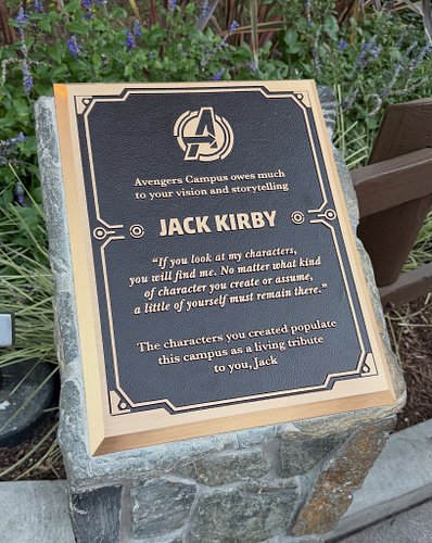 New Disneyland plaque for Jack Kirby!

This was JUST ADDED outside of Avengers Campus on Friday. Jack Kirby had a huge impact...