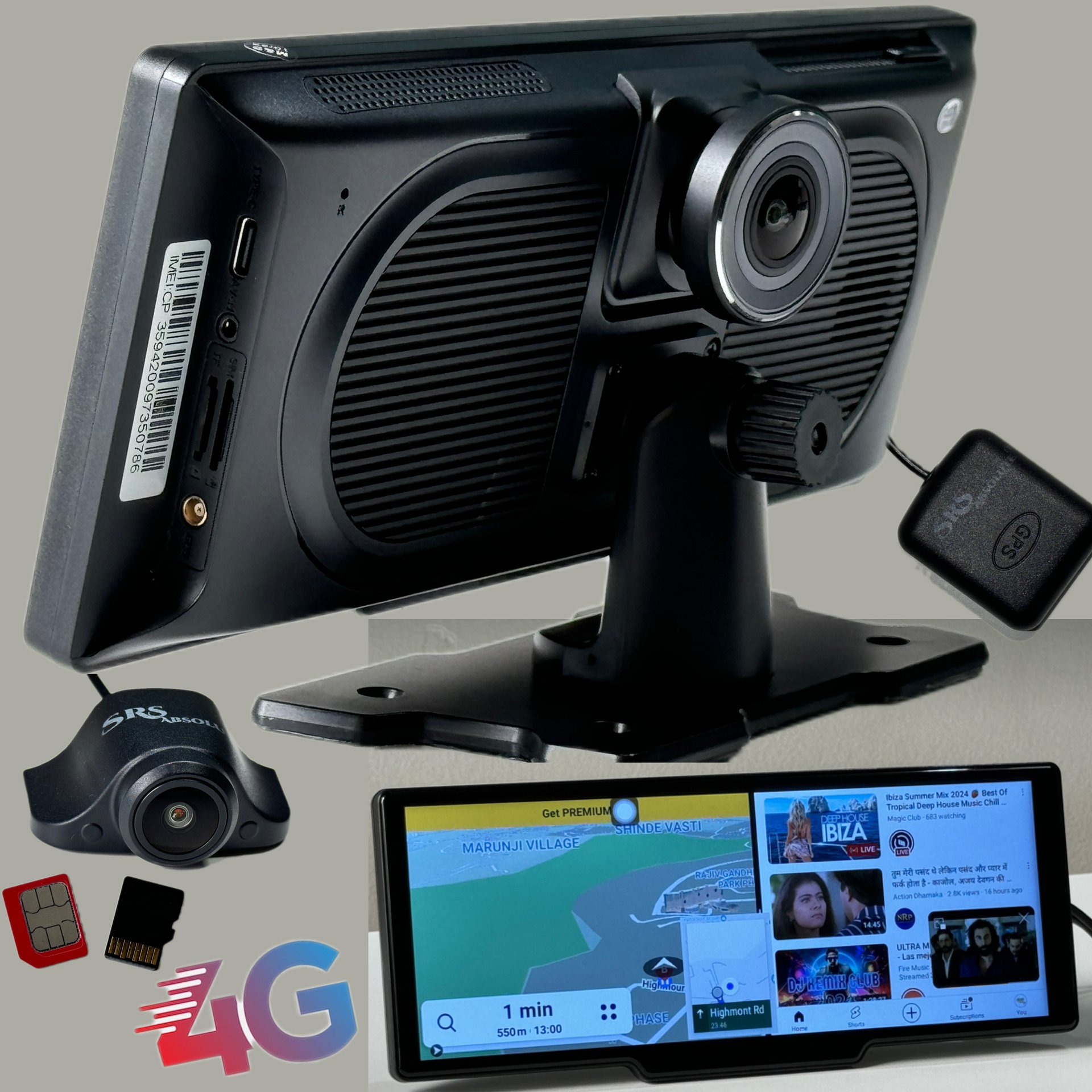 SRS ABSOLUTE dual 4G Dash Cam 8GB RAM Android14 ADAS Wireless CarPlay GPS+Live Video Bluetooth WIFI HotSpot 1TB MicroSD Supp Map-Apps-PlayStore-MultiTask Steering Control Split Screen-Gen4 product image (5)