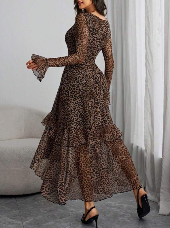 Women's Gothic Elegant Sexy Long Sleeve Modern Romantic Ruffle Floral Sleeve Abstract Print Dress Spring Vacation product image (5)