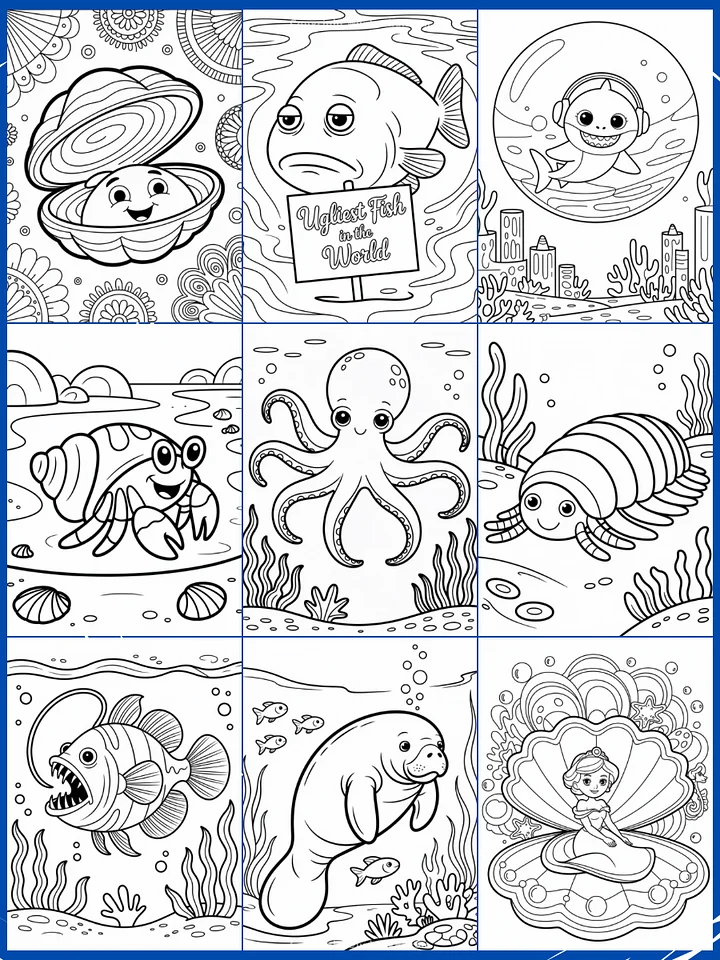 30+ Ocean theme coloring sub-niche prompts for Ideogram Ai product image (2)