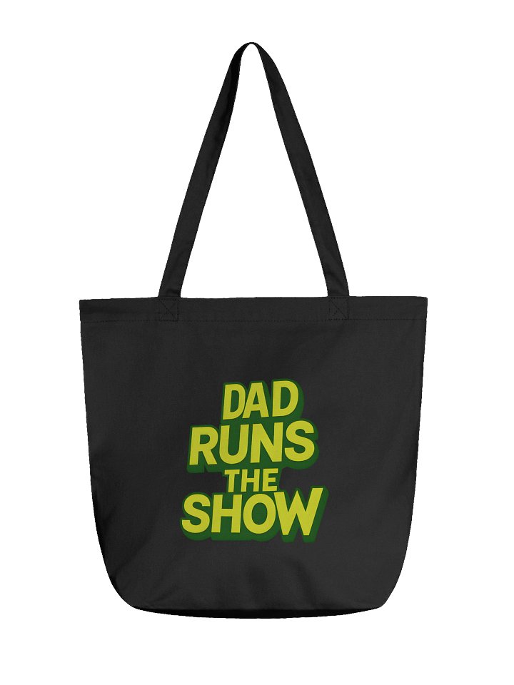 Funny Dad Tote Bag – “Dad Runs The Show” Black Canvas Gift for Father’s Day & Everyday Use product image (2)