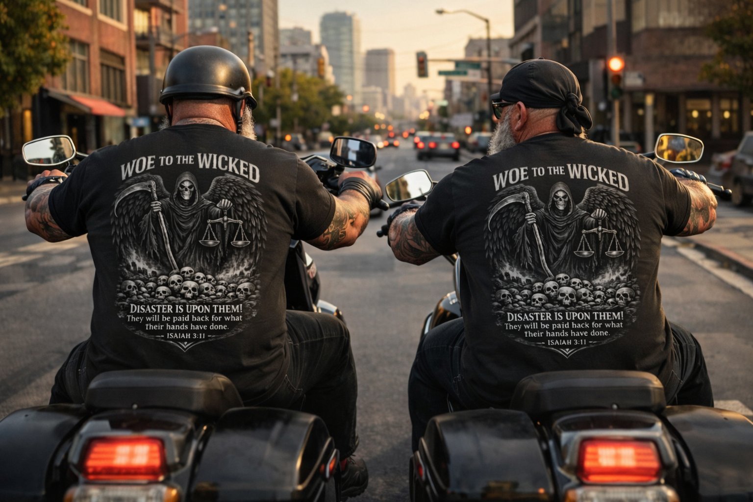 Woe To The Wicked T-Shirt, Angel of Death, Skulls of Disaster Bible Verse Tee product image (89)