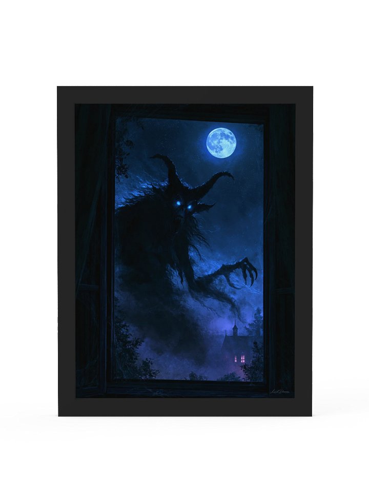Window Creature Framed Art Print — The Visitor at the Window
