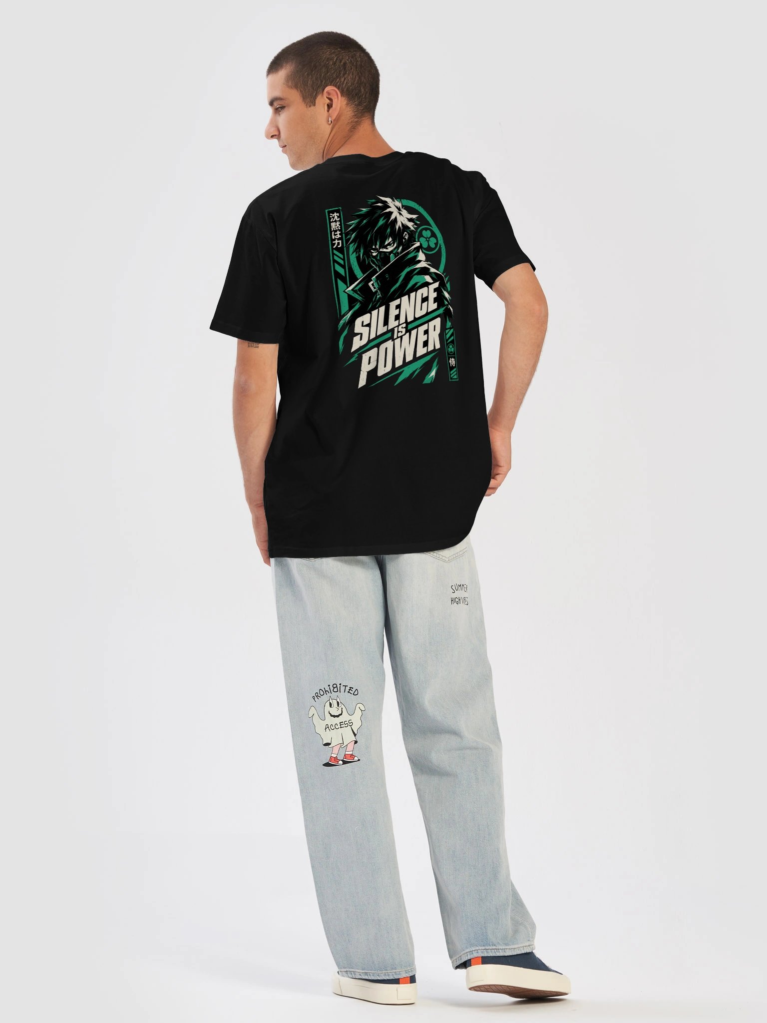 Silence Is Power Cyber Ninja T-Shirt | Japanese Anime Back Print Graphic Tee product image (2)