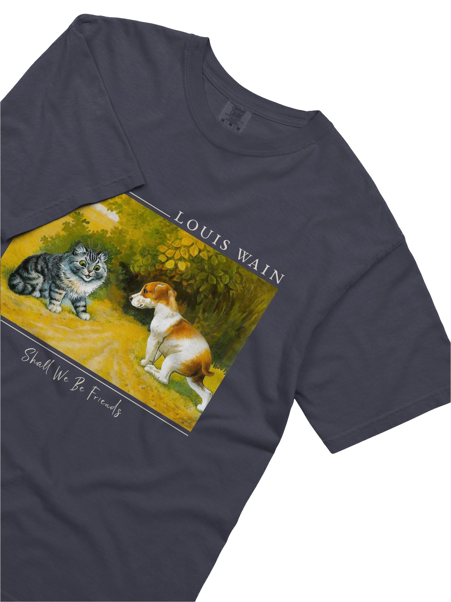 Louis Wain “Shall We Be Friends” Vintage Cat and Dog - Relaxed Fit Heavyweight Unisex Cotton T-Shirt product image (13)