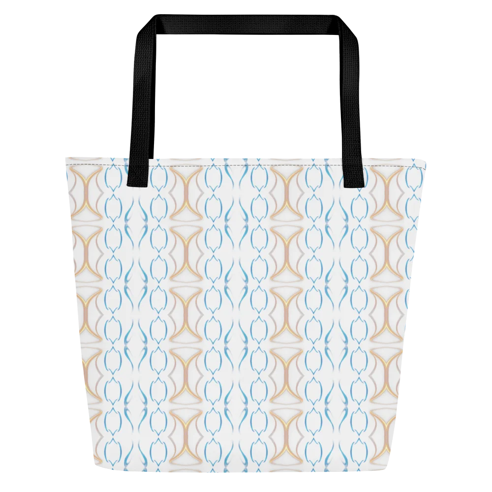 Azure Peach Harmony: Elegantes Ornament-Design Intricate Elegance Large Tote Bag product image (5)