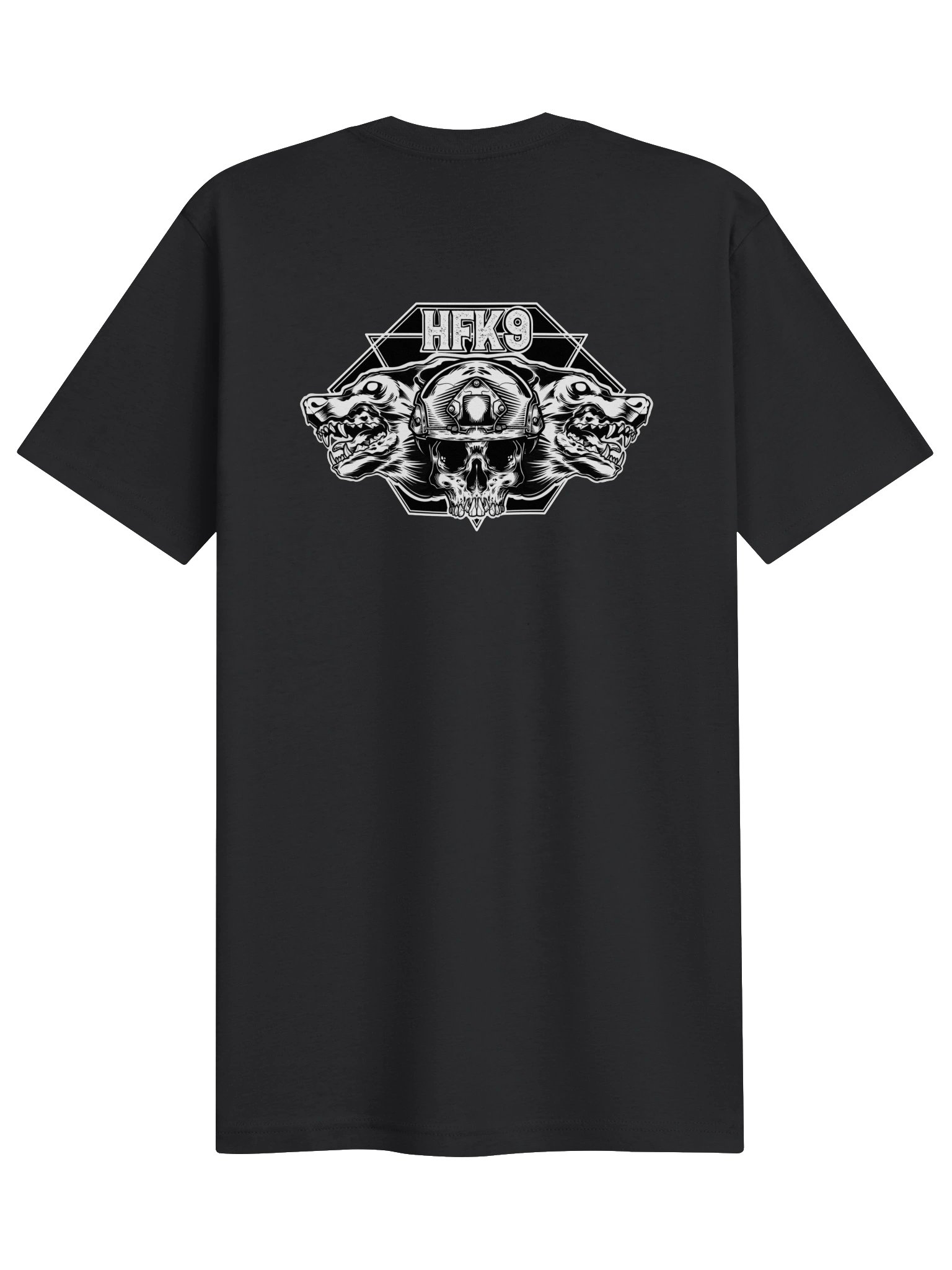 HFK9 Next Level Left Chest / Skull Back Tee — Black / Military Green product image (2)