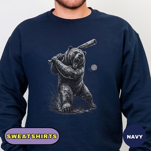 Step up to the plate with this fierce and fun Grizzly Bear Baseball design! Featuring a hand-inked, highly detailed illustrat...