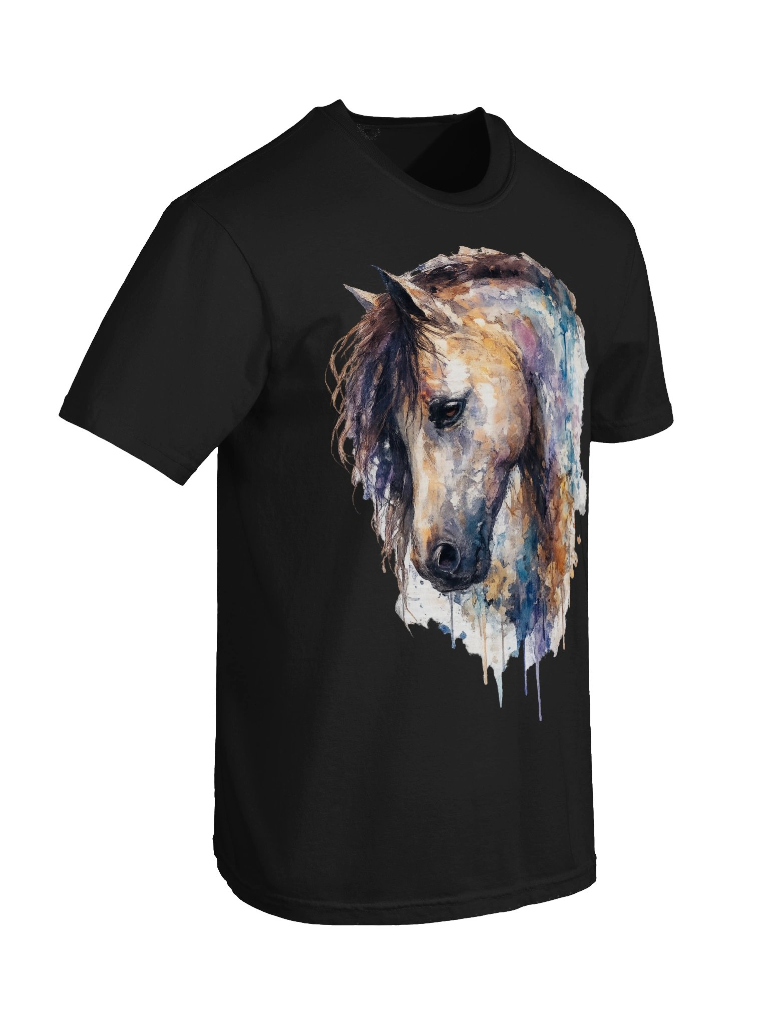 Watercolor Horse Portrait Graphic Tee | Artistic Equestrian Shirt product image (6)