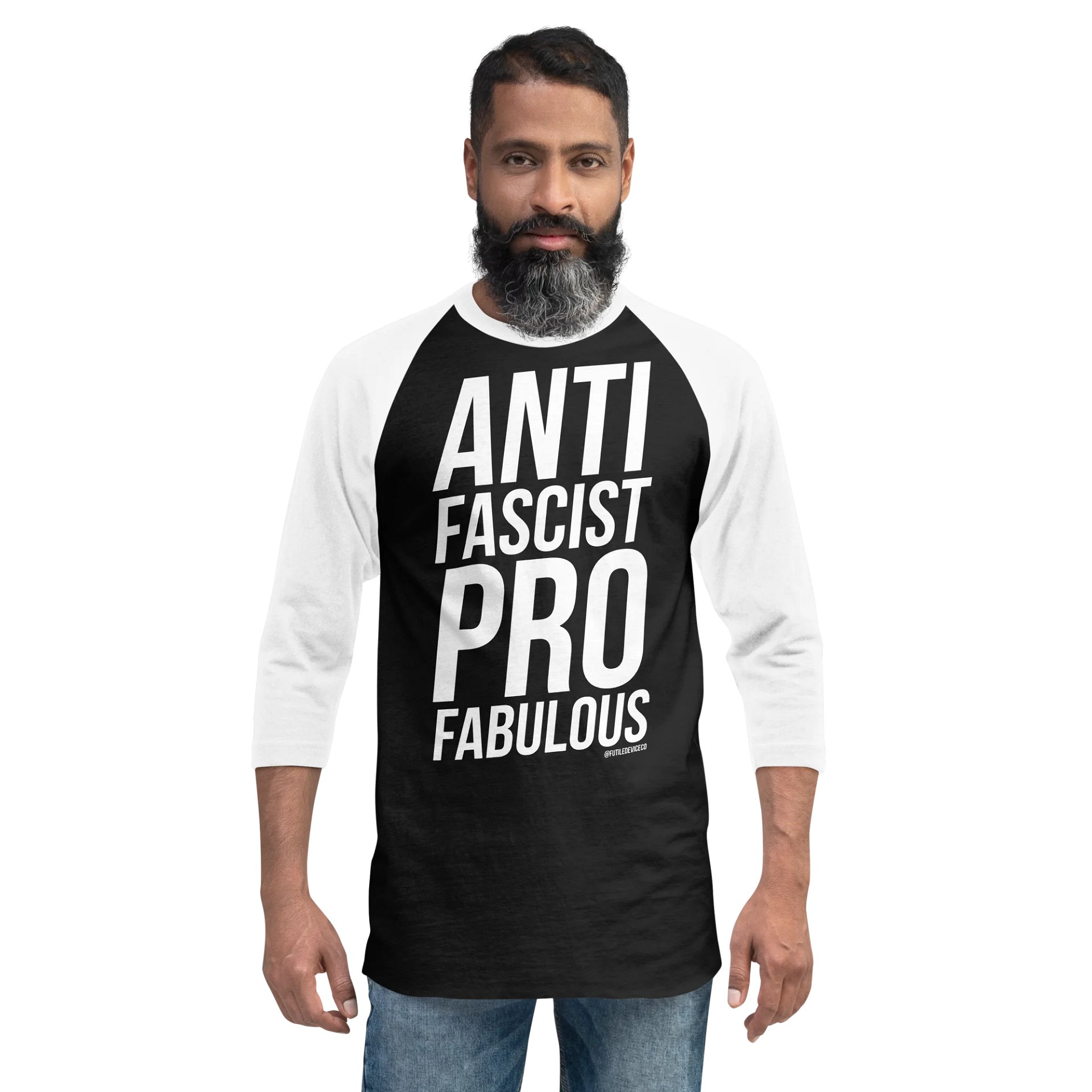 FUTILE DEVICE: ANTI FASCIST PRO FABULOUS (BASEBALL TEE) product image (5)