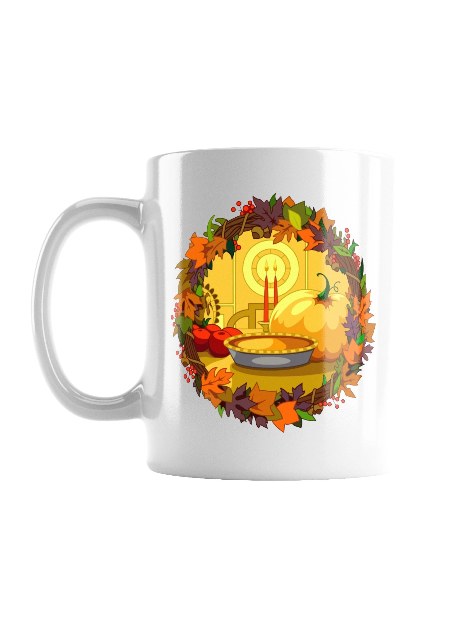 Cozy Thanksgiving Candlelight Ceramic Mug – Festive Autumn Feast Coffee Cup product image (2)