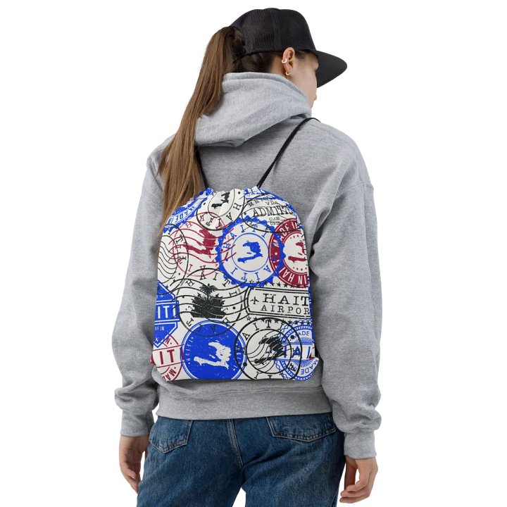 Haitian Stamp Collage Drawstring Bag product image (2)