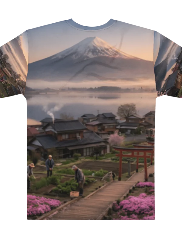 Mount Fuji Village Pink Moss Men’s Crew Neck T-Shirt product image (2)