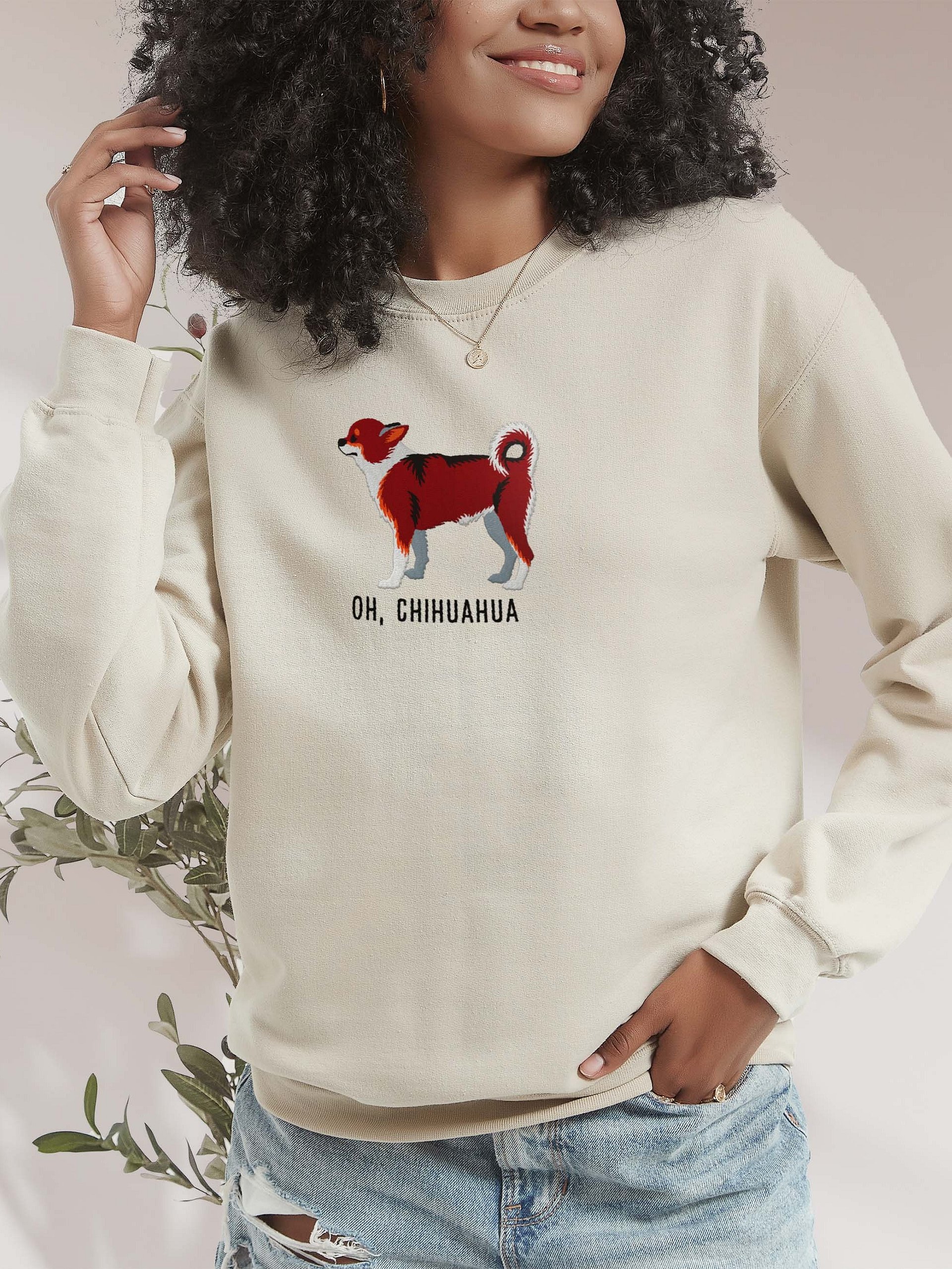 Oh, Chihuahua Sweatshirt (Embroidered) of a Chihuahua(Chocolate Tricolor) product image (2)