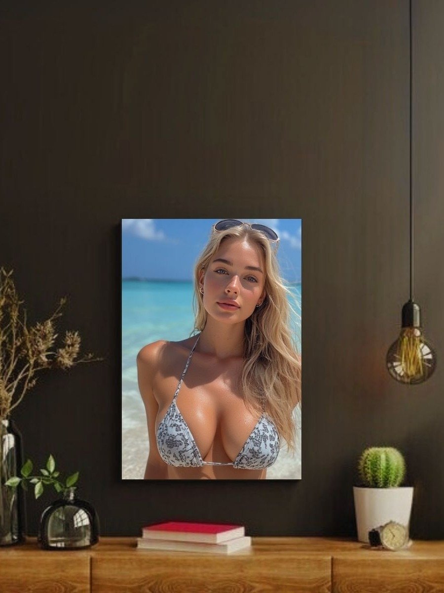 Blonde Bikini Model 8x10 Metal Wall Art – Ocean Beach Metal Poster Print product image (2)