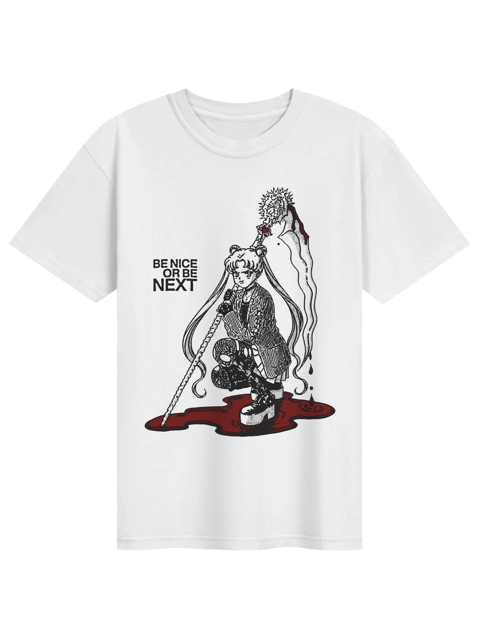BE NICE OR BE NEXT ! T-shirt. white vers. product image (1)
