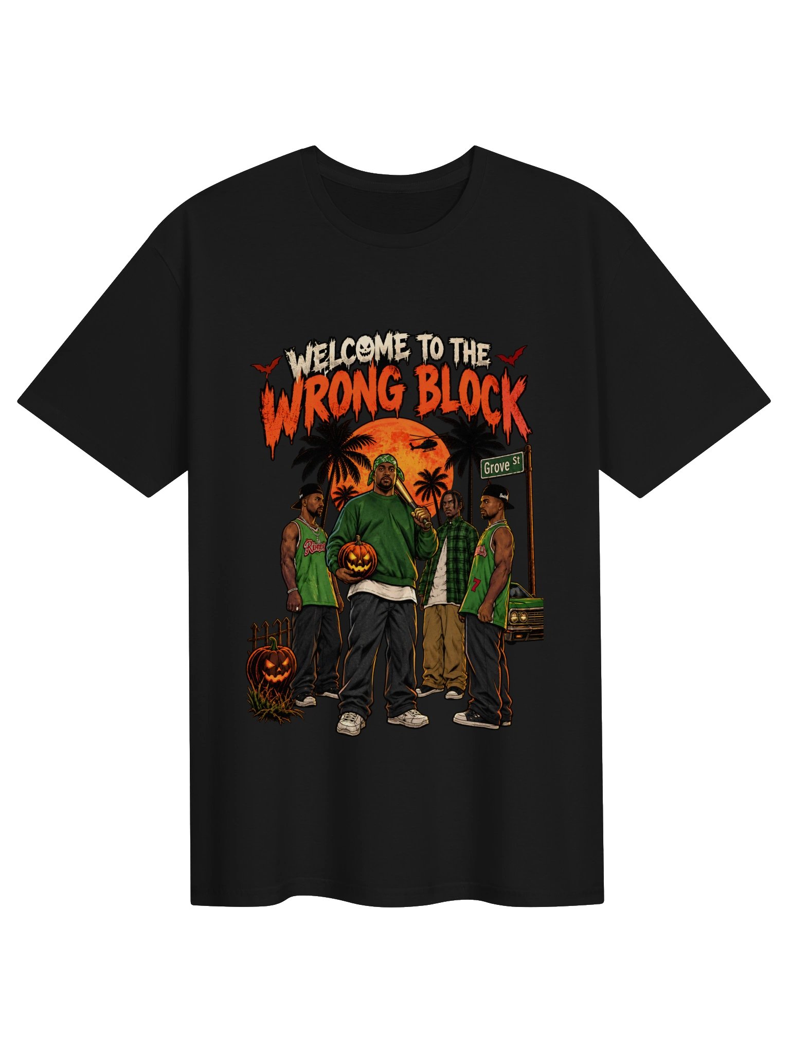 GTA Halloween T Shirt | Grove Street Families GTA Sanandreas Gang Tee - Welcome To The Wrong Block product image (1)