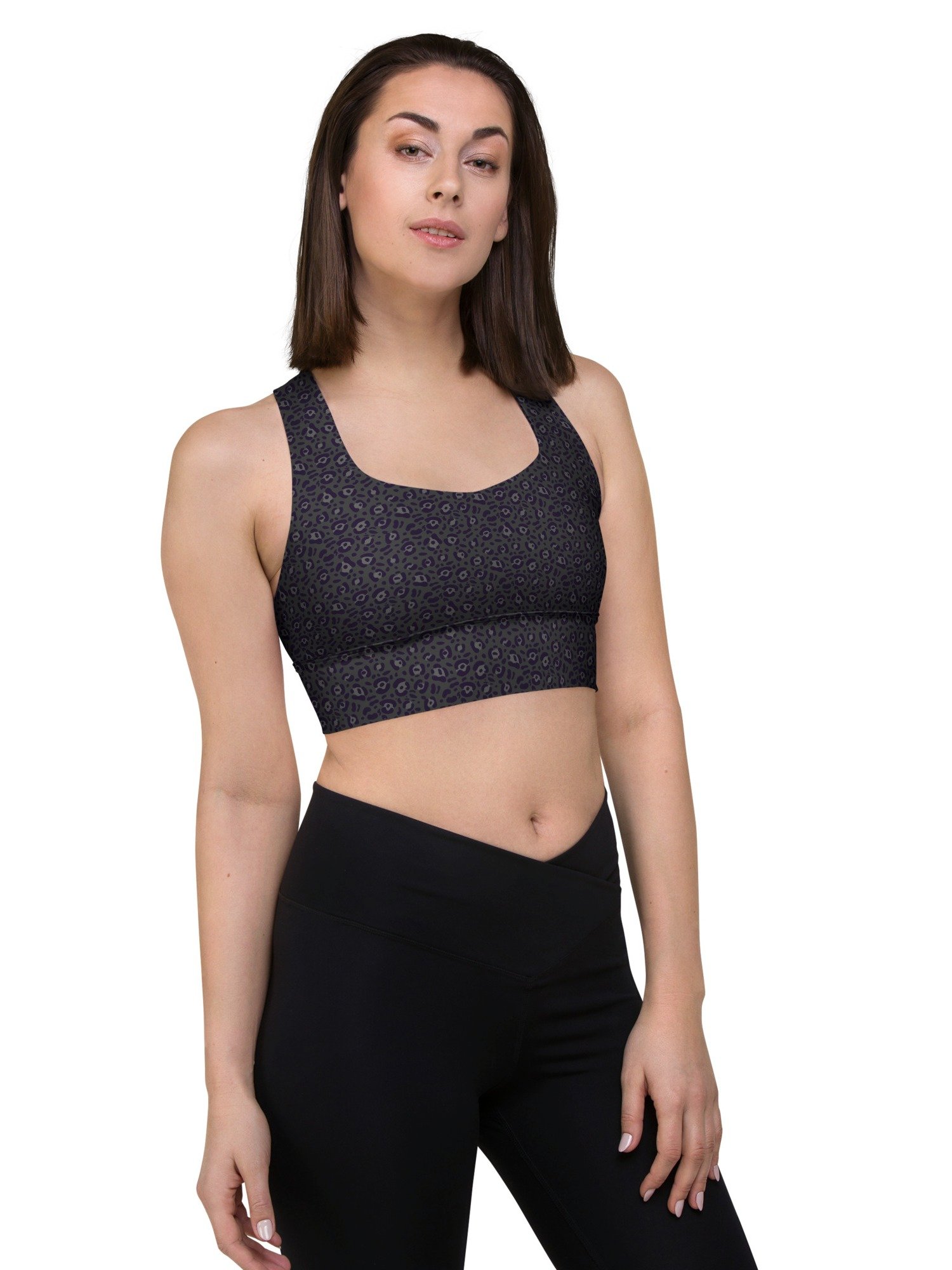 Comfortable Longline Sports Bra Bold Leopard Print product image (6)