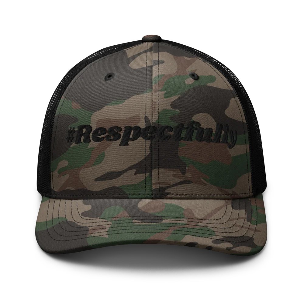 #Respectfully Camo Trucker Hat (Blk) product image (1)