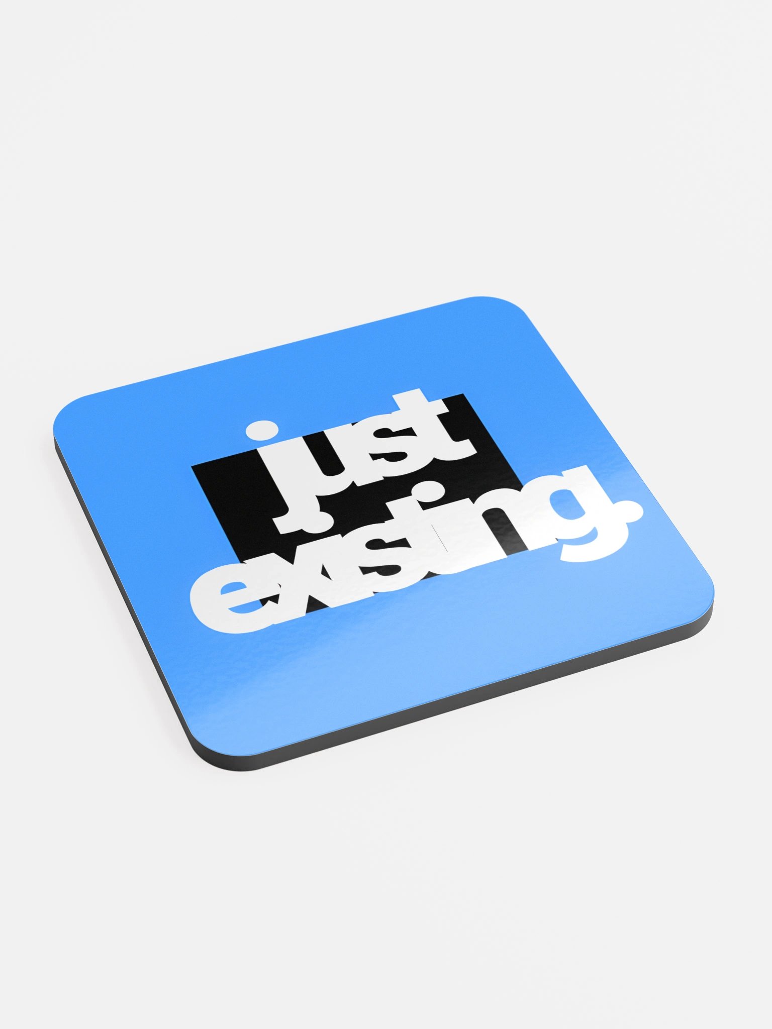 Just Existing Glassed Cork Coaster - Blue Black Period product image (2)