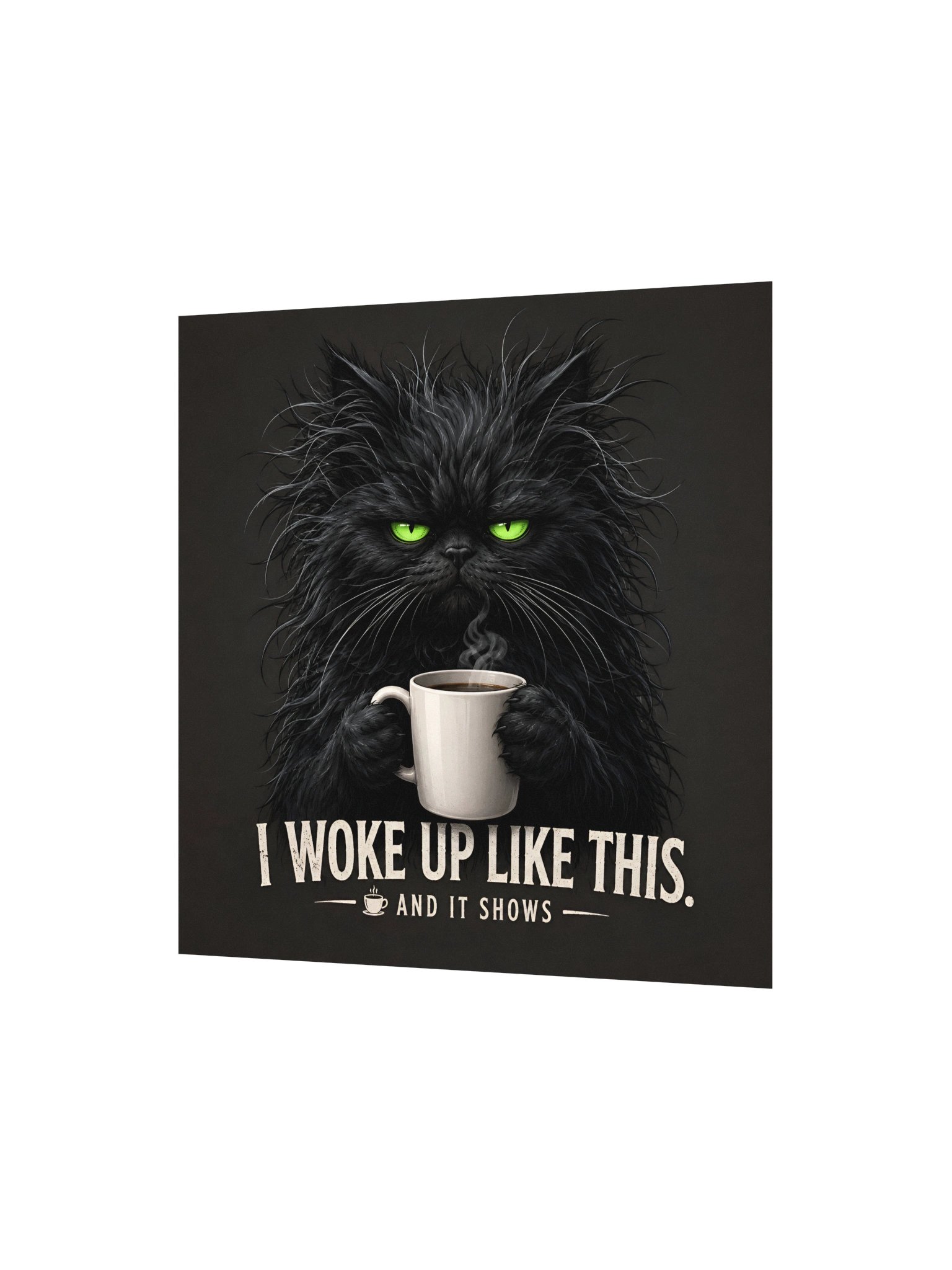 Funny Black Cat Coffee T-Shirt, I Woke Up Like This Cat Lover Oversized Graphic Tee product image (3)