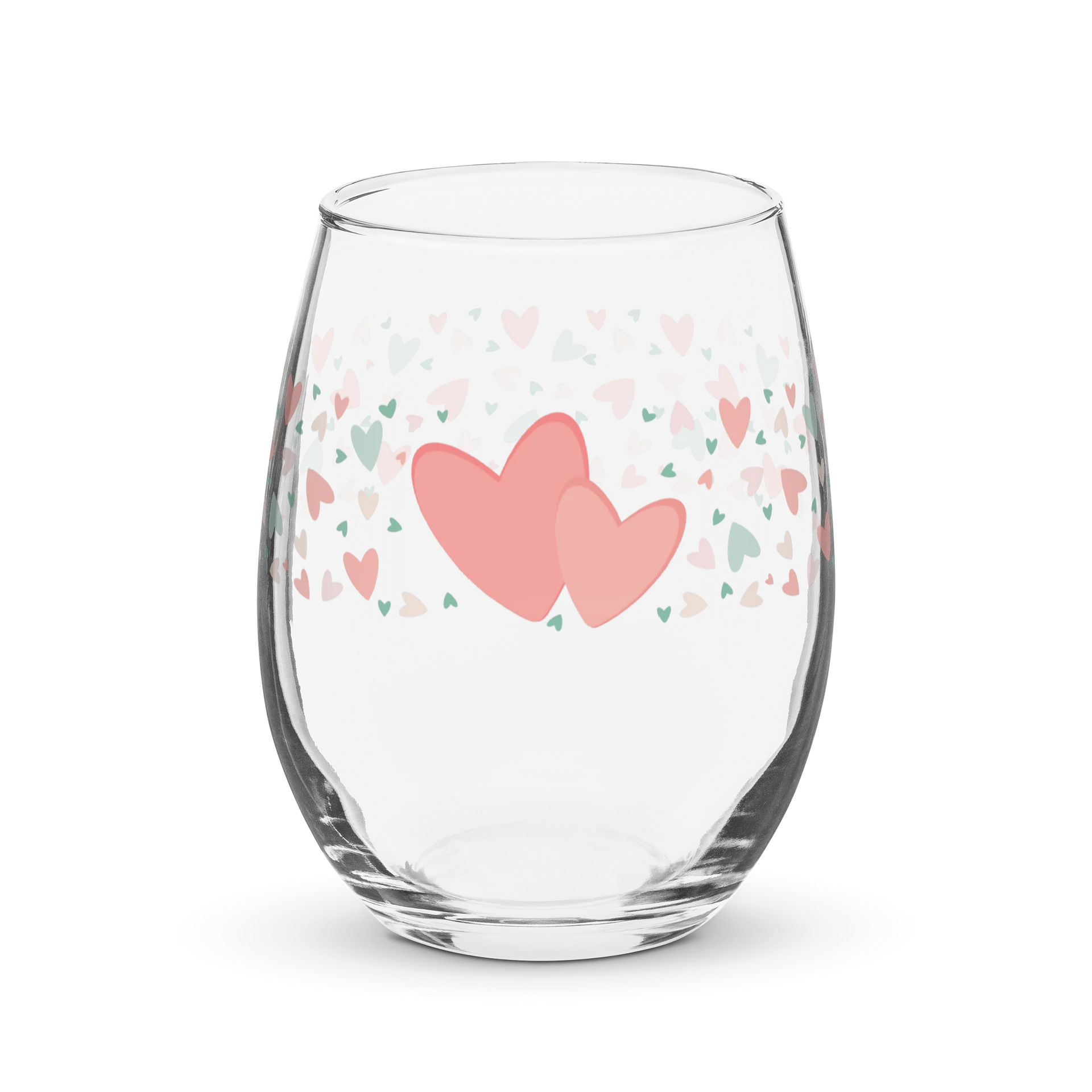 Scattered Hearts on Peach Wine Glass - Peach Fuzz product image (1)
