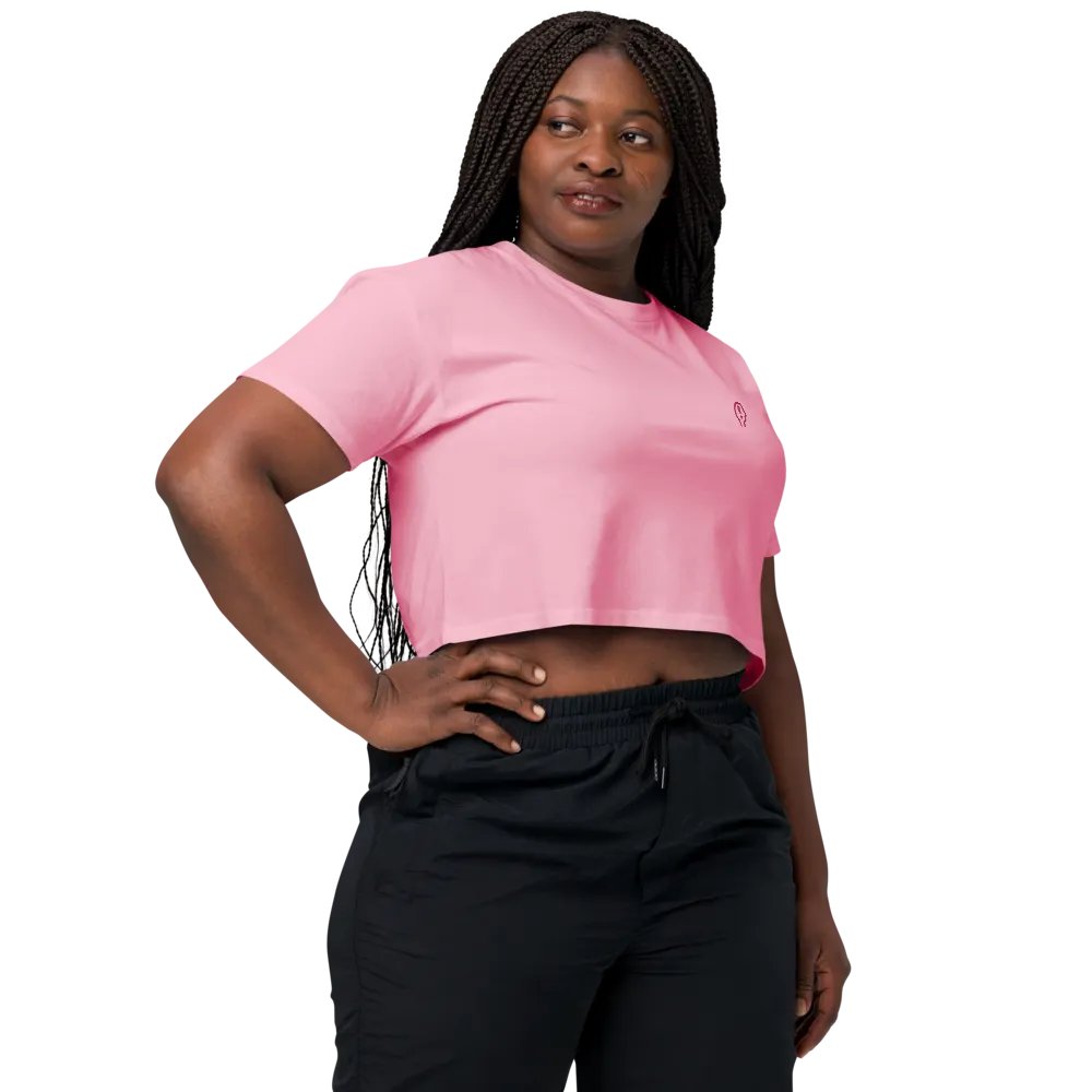 EXCLAIMING MENTALLY (L.C., pink) embroidered cotton crop top product image (11)