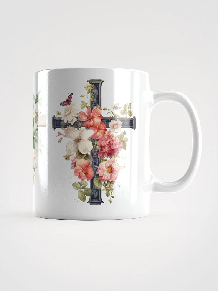 Floral Crosses White Glossy Mug product image (1)