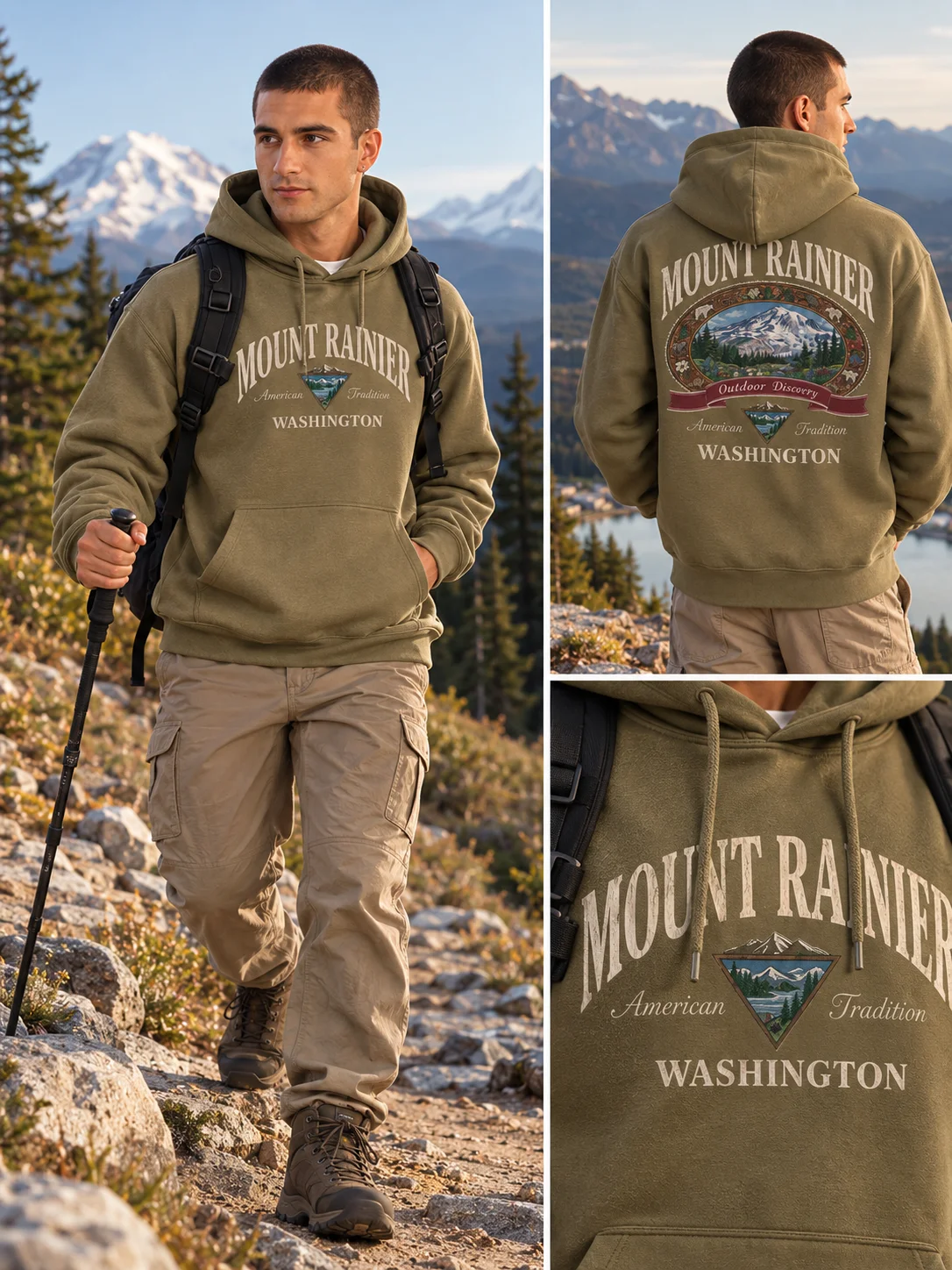 Mount Rainier Washington Vintage Hoodie product image (1)