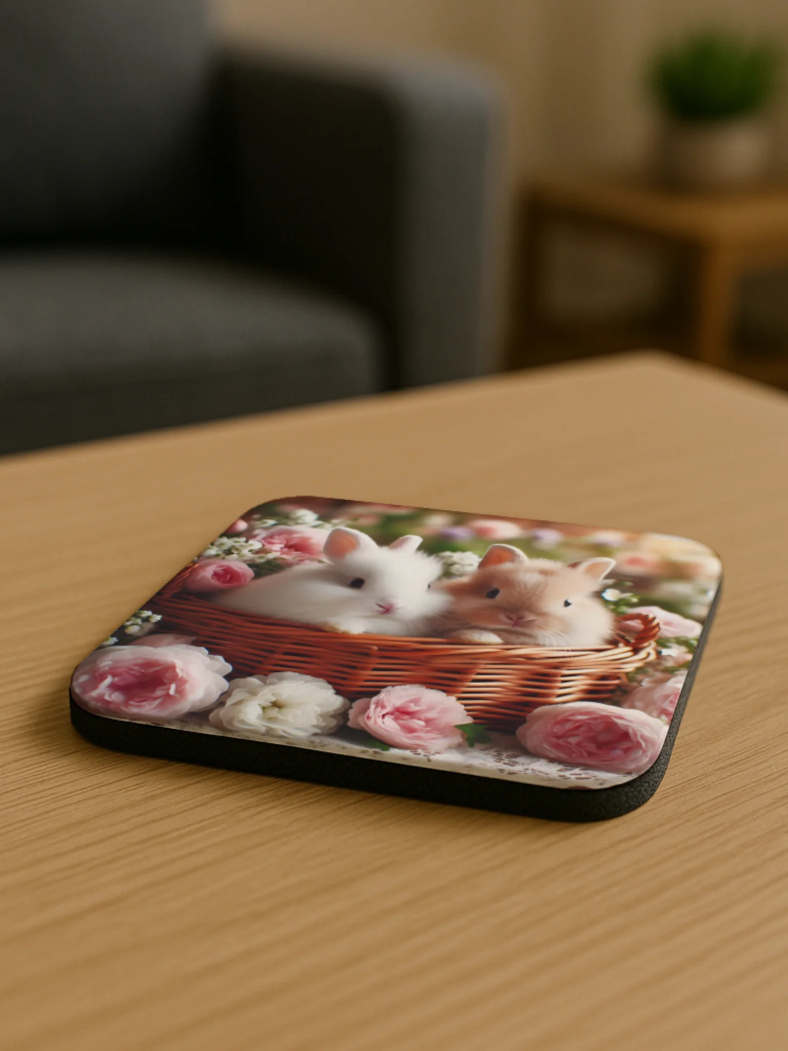 Rose Bunnies Cork Coaster product image (4)