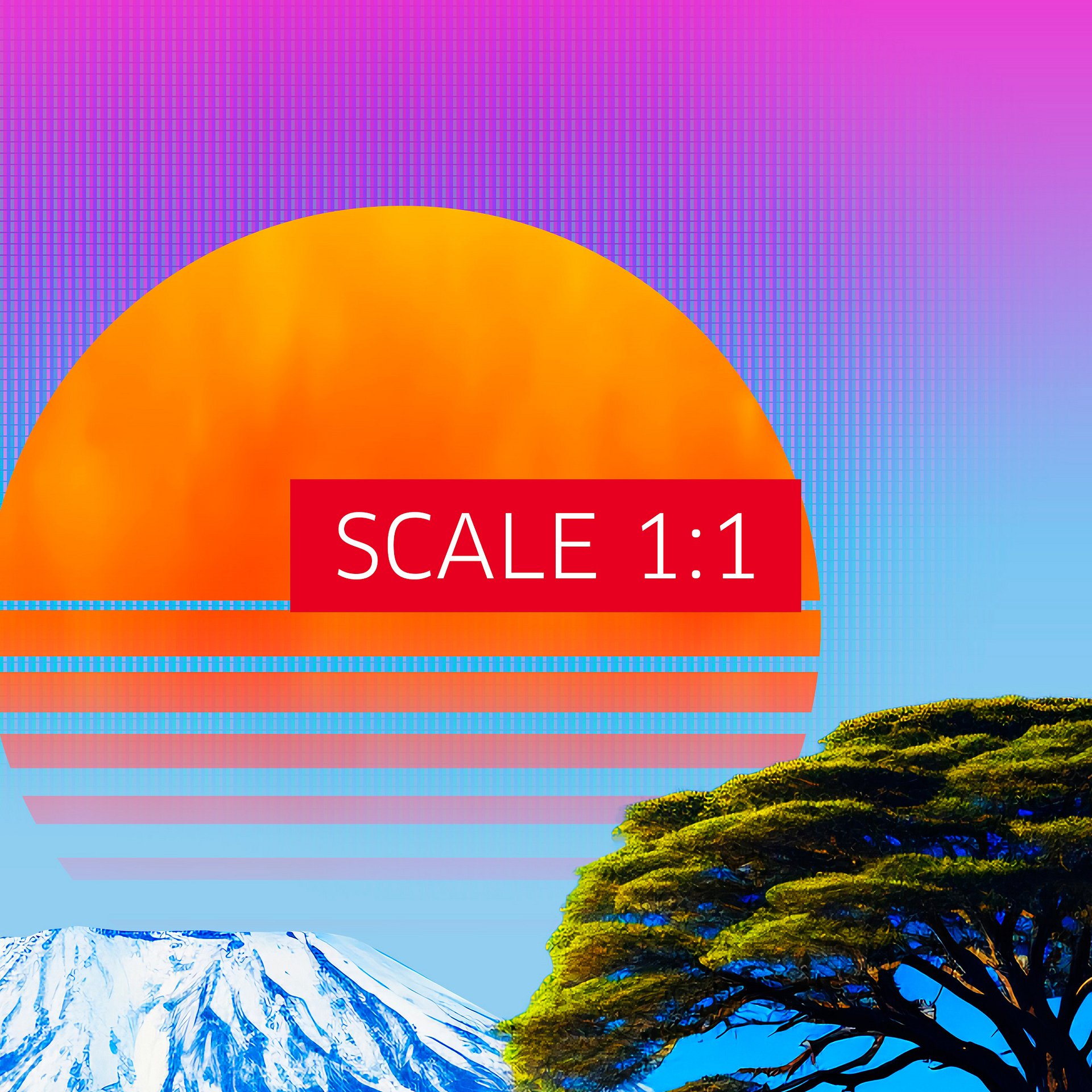 Synthwave sunset & mountain. Africa, Kilimanjaro — space vintage retro collage art, 50s cosmic futuristic sci-fi collage, surreal collage art product image (4)