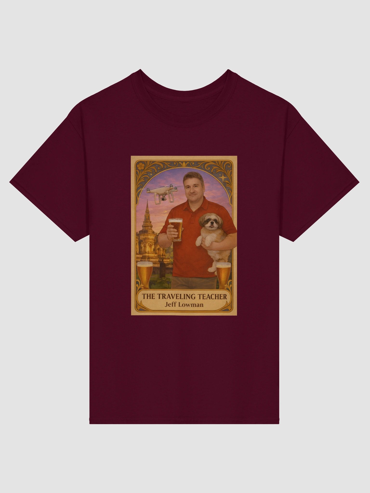 Tarot Card Shirt- The Traveling Teacher Jeff Lowman - Lunch Therapy on the back - Unisex Ultra Cotton Tee product image (2)